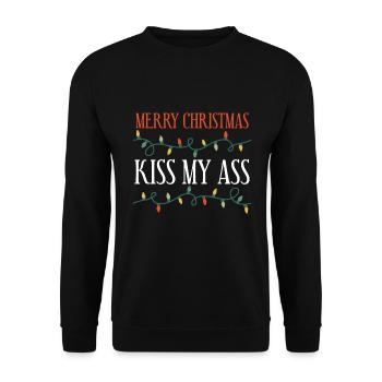 Frohe Weihnachten Leck Mich Am Arsch - Xmas - Unisex Pullover - Schwarz - Vorne - Alina (178cm) & Michal (187cm)