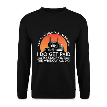 Mein Lehrer Hat Sich Geirrt Ich Werde Fürs Starren - Unisex Pullover - Schwarz - Vorne - Alina (178cm) & Michal (187cm)