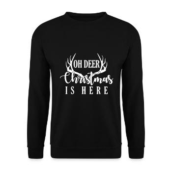 Oh cerf Noël est là - Sweat-shirt Unisexe - noir - Devant - Alina (178cm) & Michal (187cm)