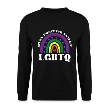 Positiv Bleiben Und LGBTQ Sein - Unisex Pullover - Schwarz - Vorne - Alina (178cm) & Michal (187cm)