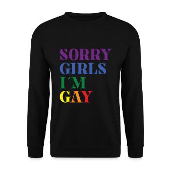 Sorry Mädels Ich Bin Schwul - Bisexuell - Unisex Pullover - Schwarz - Vorne - Alina (178cm) & Michal (187cm)