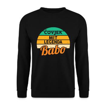 Babo Bosnien Vater Bosnischer Papa Balkan Bosna - Unisex Pullover - Schwarz - Vorne - Alina (178cm) & Michal (187cm)