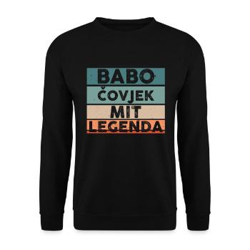 Babo Bosnien Vater Bosnischer Papa Balkan Bosna - Unisex Pullover - Schwarz - Vorne - Alina (178cm) & Michal (187cm)