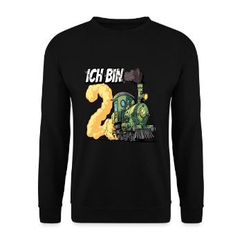 Ich bin 2 - 2. Geburtstag Zug Dampflok - Unisex Pullover - Schwarz - Vorne - Alina (178cm) & Michal (187cm)