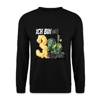 Ich bin 3 - 3. Geburtstag Zug Dampflok - Unisex Pullover - Schwarz - Vorne - Alina (178cm) & Michal (187cm)