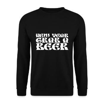 Neujahr Schnapp Dir Ein Bier - Unisex Pullover - Schwarz - Vorne - Alina (178cm) & Michal (187cm)