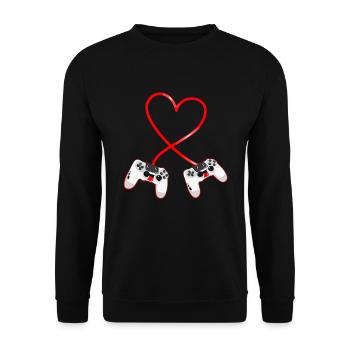 Manette Jeux Vidéo Coeur - Cadeau Geek St Valentin - Sweat-shirt Unisexe - noir - Devant - Alina (178cm) & Michal (187cm)