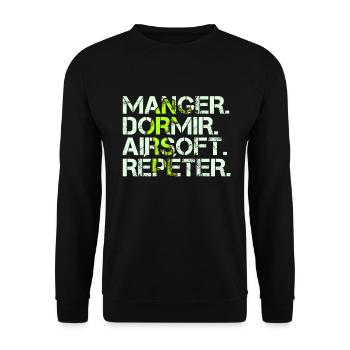 Mange Dormir Airsoft Répéter Cadeau Softair Humour - Sweat-shirt Unisexe - noir - Devant - Alina (178cm) & Michal (187cm)