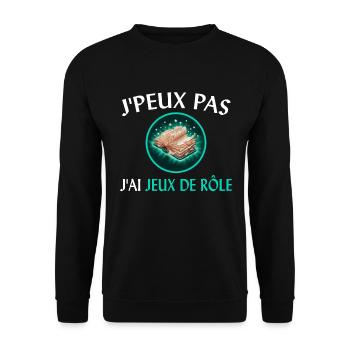 J'Peux Pas J'ai Jeux de Rôle Cadeau Joueur JDR Fun - Sweat-shirt Unisexe - noir - Devant - Alina (178cm) & Michal (187cm)