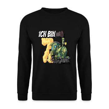 Ich bin 7 - 7. Geburtstag Zug Dampflok - Unisex Pullover - Schwarz - Vorne - Alina (178cm) & Michal (187cm)