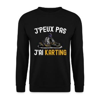 J'Peux Pas J'ai Karting Cadeau Kart Humour Pilote - Sweat-shirt Unisexe - noir - Devant - Alina (178cm) & Michal (187cm)