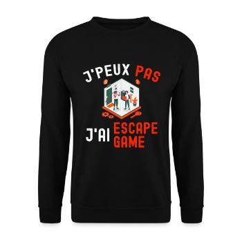 J'Peux Pas J'ai Escape Game Cadeau Room Humour - Sweat-shirt Unisexe - noir - Devant - Alina (178cm) & Michal (187cm)