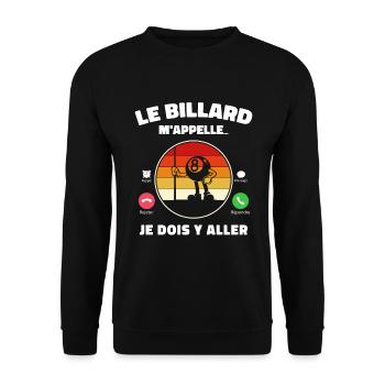 Billard m'appelle - Cadeau Humour Retro Vintage - Sweat-shirt Unisexe - noir - Devant - Alina (178cm) & Michal (187cm)