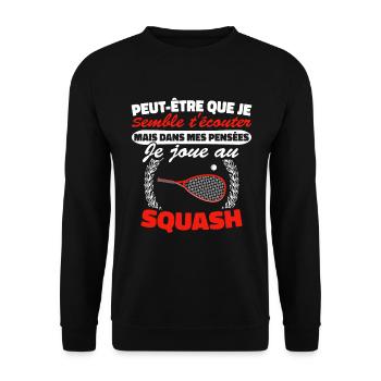 Joue au Squash Cadeau Squash Humour Racquetball - Sweat-shirt Unisexe - noir - Devant - Alina (178cm) & Michal (187cm)
