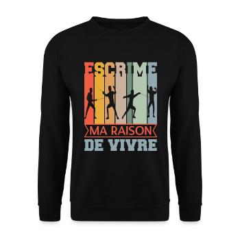 Escrime Raison Vivre Humour Escrimeur Vintage Fan - Sweat-shirt Unisexe - noir - Devant - Alina (178cm) & Michal (187cm)