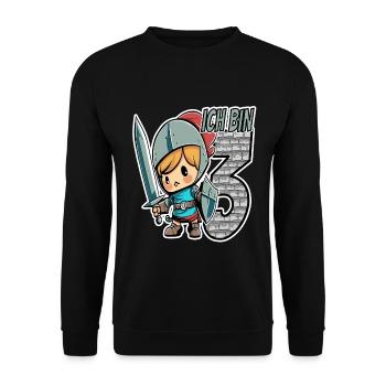 Ich bin 3 - 3. Geburtstag - Ritter - Unisex Pullover - Schwarz - Vorne - Alina (178cm) & Michal (187cm)