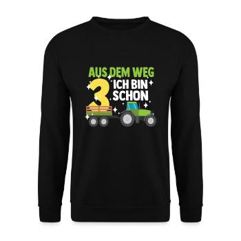 3. Geburtstag Traktor Trecker Junge Kostüm 3 Jahre - Unisex Pullover - Schwarz - Vorne - Alina (178cm) & Michal (187cm)