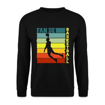 Fan Basketball Humour Basket Retro Basketteur - Sweat-shirt Unisexe - noir - Devant - Alina (178cm) & Michal (187cm)