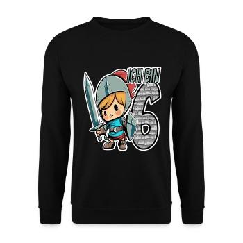 Football 6nd Birthday - I'm 6 - Kids Birthday - Unisex Pullover - Schwarz - Vorne - Alina (178cm) & Michal (187cm)