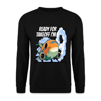 Prêt pour le décollage J’ai 9 ans - 9e anniversaire - Sweat-shirt Unisexe - noir - Devant - Alina (178cm) & Michal (187cm)