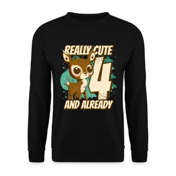really Cute and already 4 - fawn children birthday - Unisex Pullover - Schwarz - Vorne - Alina (178cm) & Michal (187cm)