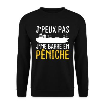 J'peux pas j'me barre en péniche - Sweat-shirt Unisexe - noir - Devant - Alina (178cm) & Michal (187cm)