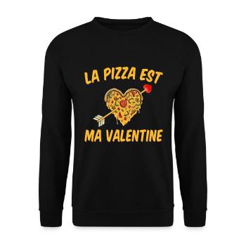 Pizza Est Ma Valentine Cadeau St Valentin Humour - Sweat-shirt Unisexe - noir - Devant - Alina (178cm) & Michal (187cm)