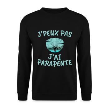 J'Peux Pas J'ai Parapente - Idée Cadeau Humour Fan - Sweat-shirt Unisexe - noir - Devant - Alina (178cm) & Michal (187cm)