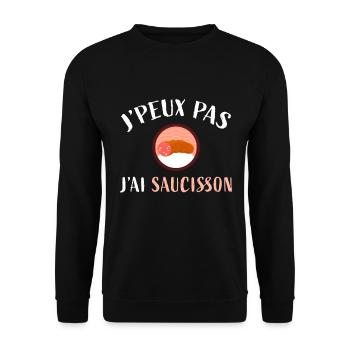 J'Peux Pas J'ai Saucisson Cadeau Apéro Humour Fun - Sweat-shirt Unisexe - noir - Devant - Alina (178cm) & Michal (187cm)