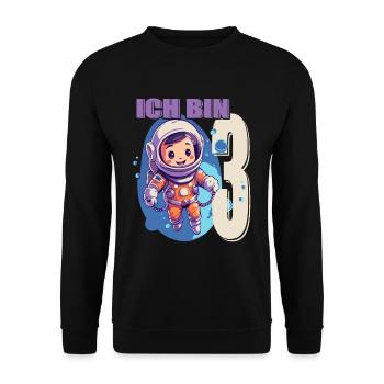 Ich bin 3 Jahre - 3. Geburtstag - Astronaut - Unisex Pullover - Schwarz - Vorne - Alina (178cm) & Michal (187cm)