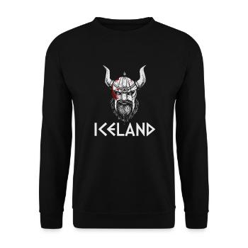 Nordische Mythologie | Wikinger Helm | Vintage - Unisex Pullover - Schwarz - Vorne - Alina (178cm) & Michal (187cm)