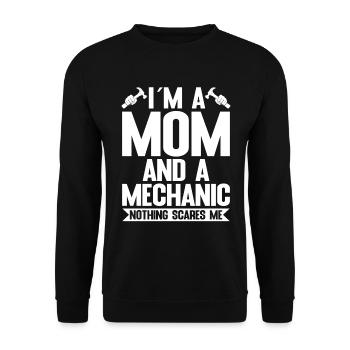 Ich Bin Eine Mutter Und Ein Mechaniker - Unisex Pullover - Schwarz - Vorne - Alina (178cm) & Michal (187cm)