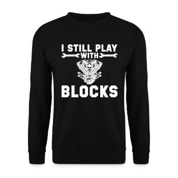 I'm still playing with blocks - mechanic - Unisex Sweatshirt - black - Front - Alina (178cm) & Michal (187cm)