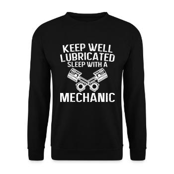 Gut Geschmiert Schlafen Mit Einem Mechaniker - Unisex Pullover - Schwarz - Vorne - Alina (178cm) & Michal (187cm)