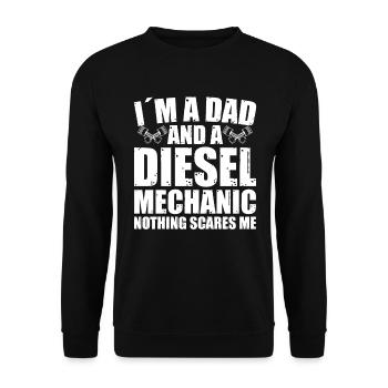 Je suis père et mécanicien diesel - Sweat-shirt Unisexe - noir - Devant - Alina (178cm) & Michal (187cm)