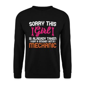 Cette fille est prise - mécanicien - Sweat-shirt Unisexe - noir - Devant - Alina (178cm) & Michal (187cm)