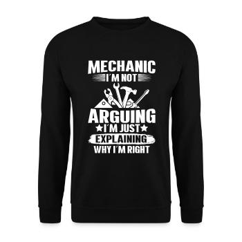 Mechaniker Ich Streite Nicht Ich Erkläre Nur - Unisex Pullover - Schwarz - Vorne - Alina (178cm) & Michal (187cm)