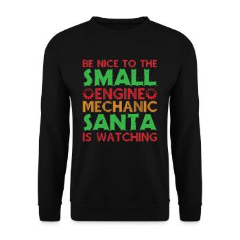 Be nice to the mechanic Santa looks at mechanic - Unisex Sweatshirt - black - Front - Alina (178cm) & Michal (187cm)