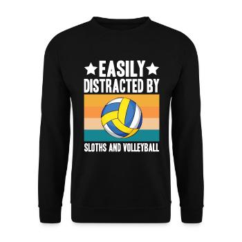 Leicht Ablenkbar Durch Faultiere Und Volleyball - Unisex Pullover - Schwarz - Vorne - Alina (178cm) & Michal (187cm)