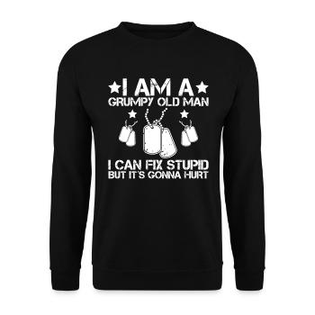 I'm a grumpy old man - veteran - Unisex Sweatshirt - black - Front - Alina (178cm) & Michal (187cm)