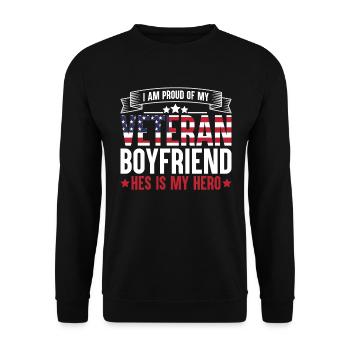 Ich Bin Stolz Auf Meinen Veteranen Freund - Unisex Pullover - Schwarz - Vorne - Alina (178cm) & Michal (187cm)