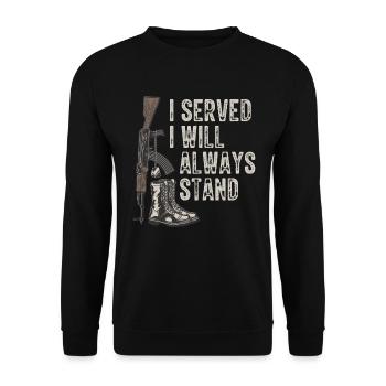 Ich Habe Gedient Ich Werde Immer Stehen - Veteran - Unisex Pullover - Schwarz - Vorne - Alina (178cm) & Michal (187cm)