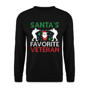 Der Lieblingsveteran Des Weihnachtsmanns - Unisex Pullover - Schwarz - Vorne - Alina (178cm) & Michal (187cm)