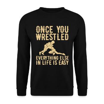 Une fois que vous avez lutté - lutte - Sweat-shirt Unisexe - noir - Devant - Alina (178cm) & Michal (187cm)