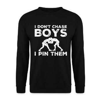 Ich Jage Keine Jungs Ich Klemme Sie Ein Wrestling - Unisex Pullover - Schwarz - Vorne - Alina (178cm) & Michal (187cm)