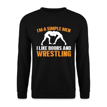 Ich Bin Ein Einfacher Mann Brüste und Wrestling - Unisex Pullover - Schwarz - Vorne - Alina (178cm) & Michal (187cm)