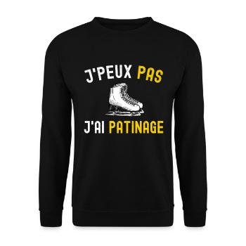 J'Peux Pas J'ai Patinage Cadeau Patin Humour Drole - Sweat-shirt Unisexe - noir - Devant - Alina (178cm) & Michal (187cm)