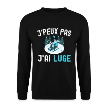 J'Peux Pas J'ai Luge Cadeau Lugeur Humour Enfant - Sweat-shirt Unisexe - noir - Devant - Alina (178cm) & Michal (187cm)