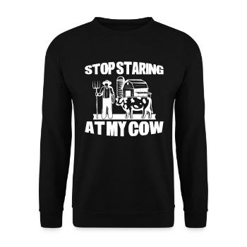 Don't stare at my cow - Unisex Sweatshirt - black - Front - Alina (178cm) & Michal (187cm)