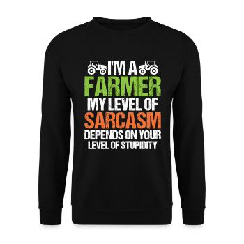 I'm a farmer, my sarcasm depends on - Unisex Sweatshirt - black - Front - Alina (178cm) & Michal (187cm)